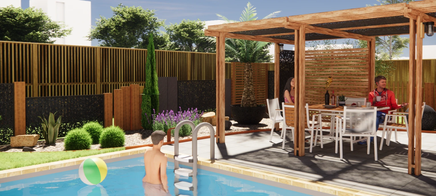Vue de panneau acoustique dans un jardin